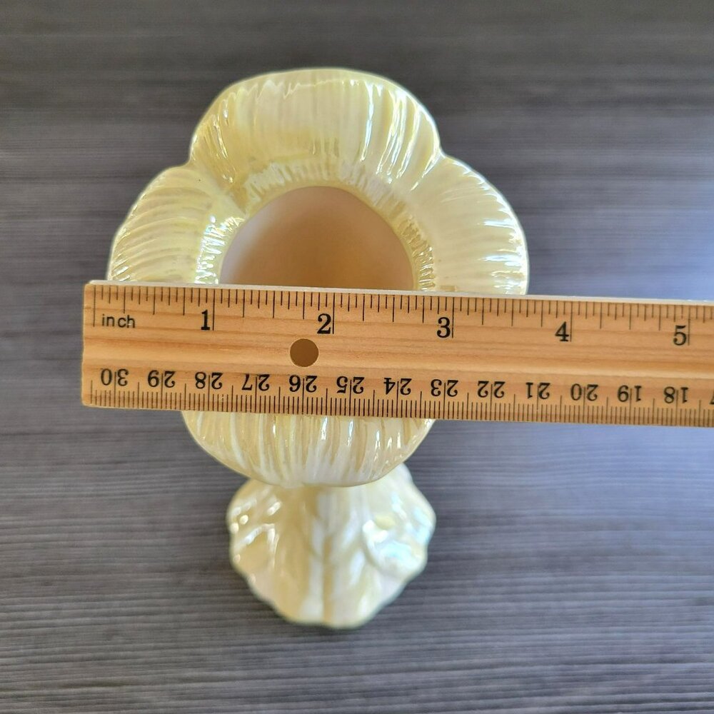 Vintage Belleek Sunflower Bud Vase, Embossed Leaves, Yellow Luster, Ireland - Picture 10 of 10